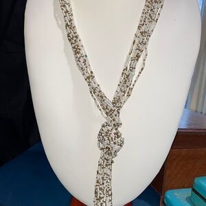 Seed Bead Wrap Long Open End Lariat Tassel Necklace